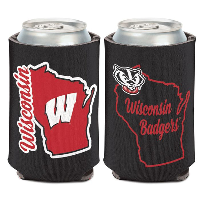 Wisconsin Badgers State Shape Can Cooler 12 oz.