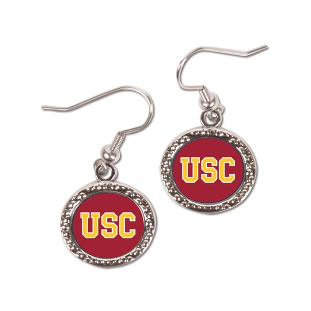 Pendientes de joyería USC Trojans en forma de tarjeta redonda