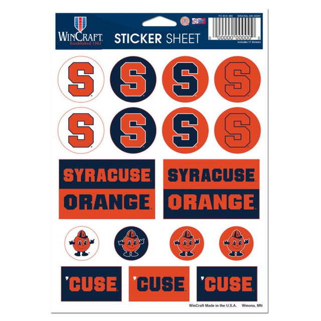 Syracuse Orange Vinyl Sticker Sheet 5" x 7"