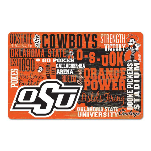 Oklahoma State Cowboys WORDAGE Wood Sign 11" x 17" 1/4" thick