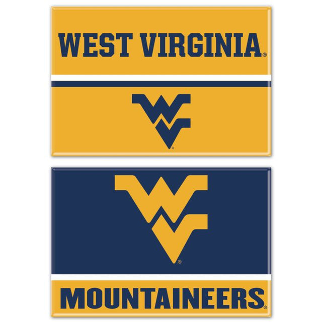 Imán rectangular de los Mountaineers de Virginia Occidental, paquete de 2, 2 x 3 pulgadas