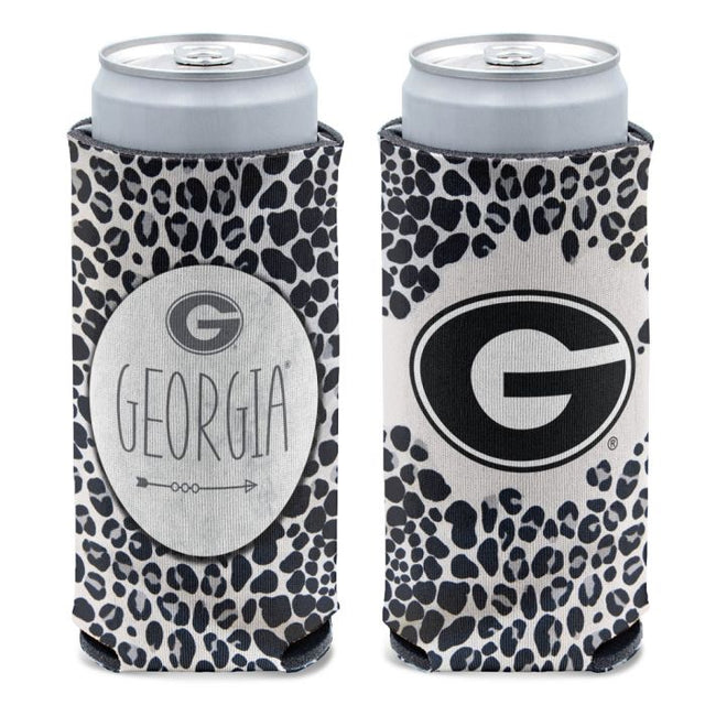 Georgia Bulldogs SNOW LEOPARD 12 oz Slim Can Cooler