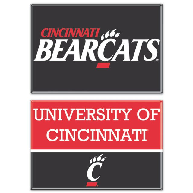 Imán rectangular de Cincinnati Bearcats, paquete de 2, 2 x 3 pulgadas