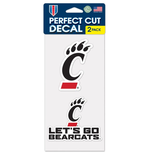 Cincinnati Bearcats LET'S GO BEARCATS Juego de calcomanías de corte perfecto de dos de 4" x 4"