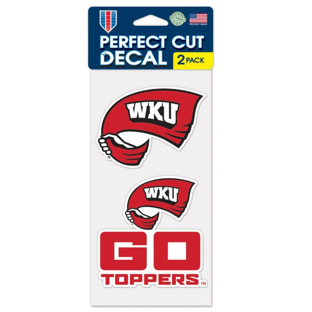 Juego de dos calcomanías GO TOPPERS Perfect Cut de Western Kentucky Hilltoppers de 4" x 4"