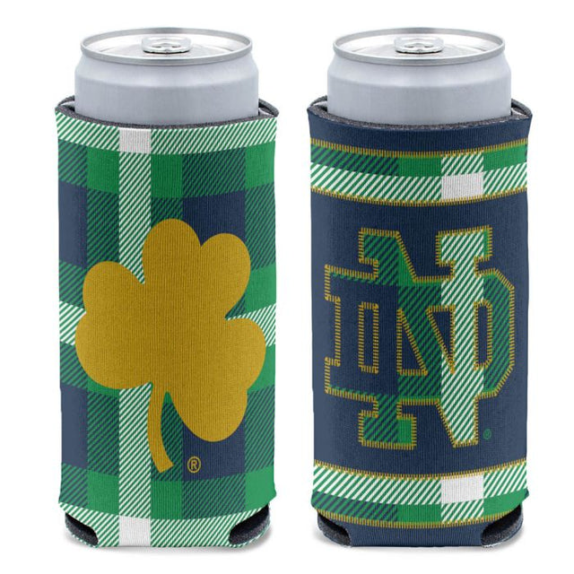 Notre Dame Fighting Irish PLAID LOGO 12 oz Slim Can Cooler