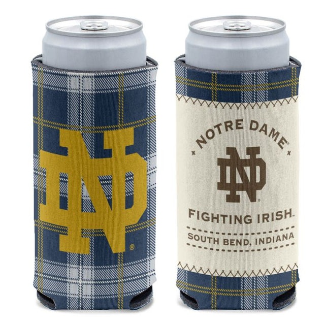 Notre Dame Fighting Irish PLAID DESIGN 12 oz Slim Can Cooler