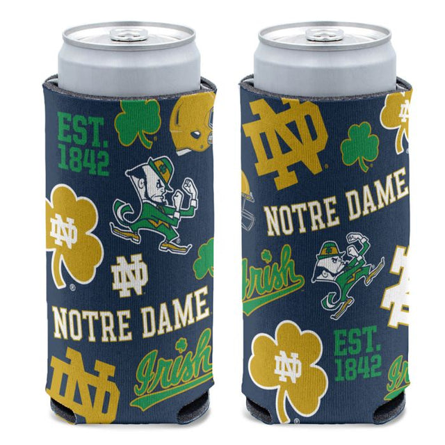 Notre Dame Fighting Irish SCATTERED LOGOS 12 oz Slim Can Cooler