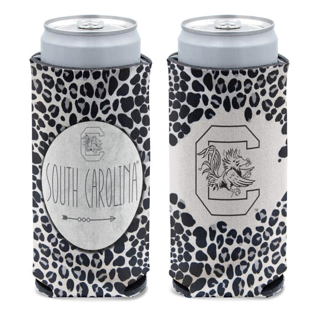 South Carolina Gamecocks SNOW LEOPARD 12 oz Slim Can Cooler