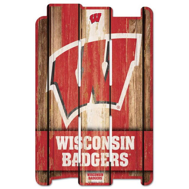 Letrero de madera para cerca de los Wisconsin Badgers