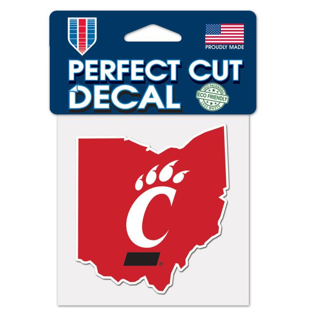 Calcomanía de color de corte perfecto de Cincinnati Bearcats de 4" x 4"