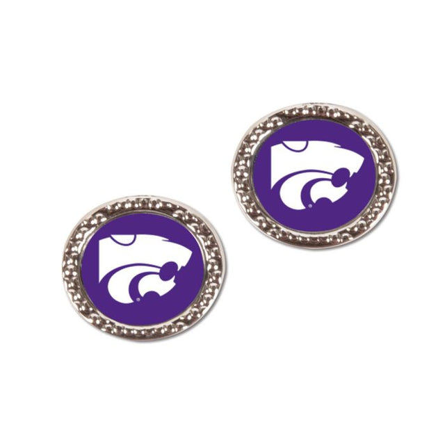 Pendientes de joyería de los Kansas State Wildcats en forma de tarjeta redonda