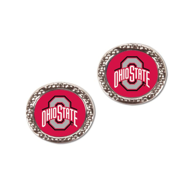 Pendientes de joyería Ohio State Buckeyes en forma de tarjeta redonda