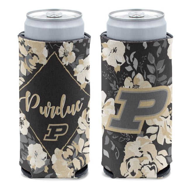 Enfriador de latas delgado de 12 oz con diseño floral de Purdue Boilermakers