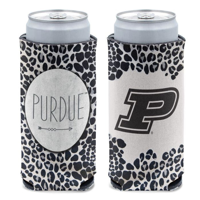 Enfriador de latas delgado de 12 oz Snow Leopard de Purdue Boilermakers