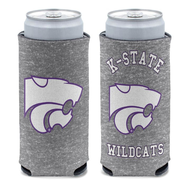 Enfriador de latas delgado de 12 oz con diseño jaspeado de Kansas State Wildcats