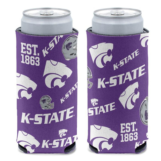 Enfriador de latas delgadas de 12 oz con diseño disperso de Kansas State Wildcats