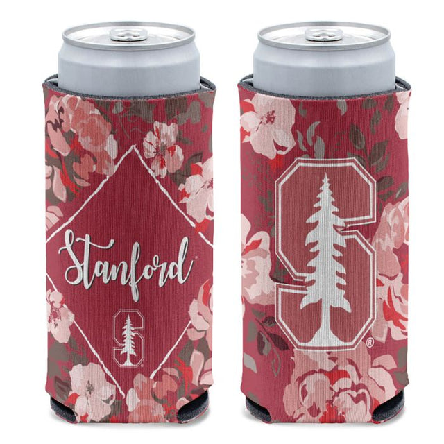 Enfriador de latas delgado de 12 oz con diseño floral Stanford Cardinal