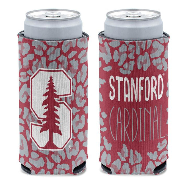 Enfriador de latas delgado Stanford Cardinal LEOPARD de 12 oz