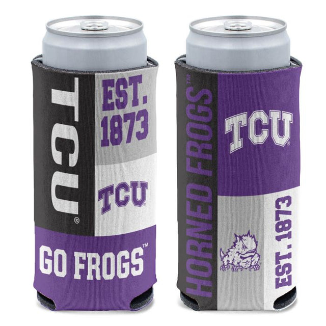 TCU Horned Frogs BLOCK 12 oz Slim Can Cooler