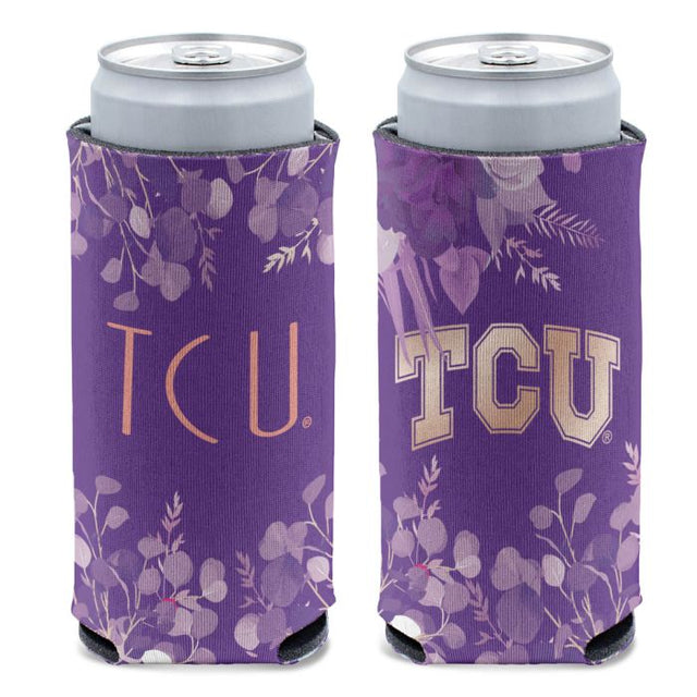 Refrigerador para latas delgado de EUCALIPTO de 12 oz de TCU Horned Frogs