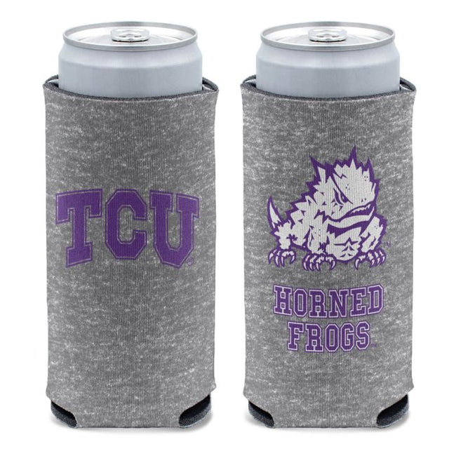 TCU Horned Frogs HEATHERED 12 oz Slim Can Cooler