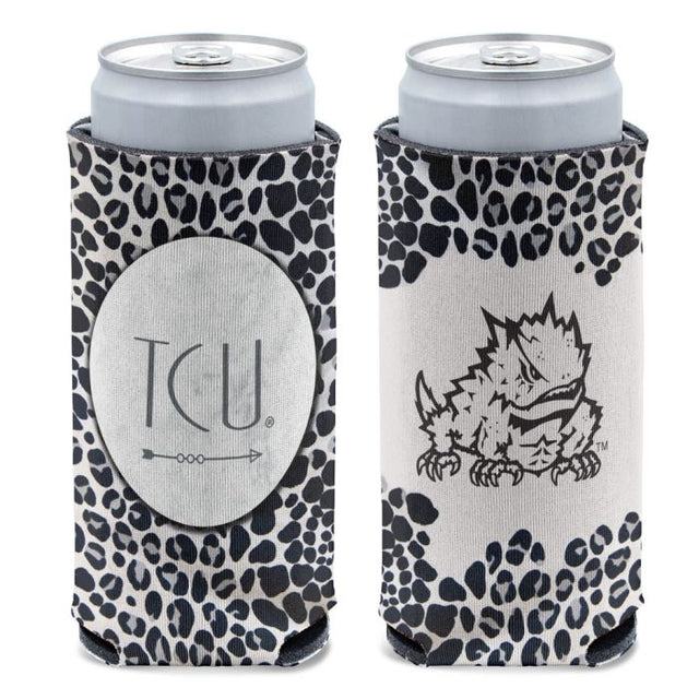 Refrigerador para latas delgado de 12 oz SNOW LEOPARD de TCU Horned Frogs