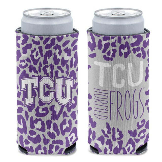 TCU Horned Frogs LEOPARD 12 oz Slim Can Cooler