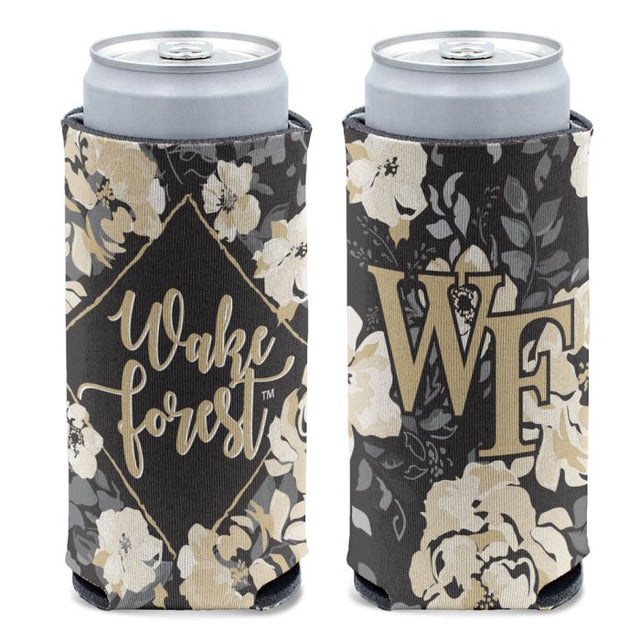 Enfriador de latas delgado de 12 oz con diseño floral de Demon Deacons de Wake Forest