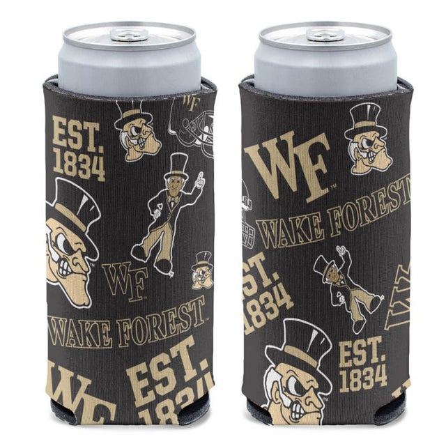 Enfriador de latas delgado de 12 oz con estampado SCATTERPRINT de Wake Forest Demon Deacons