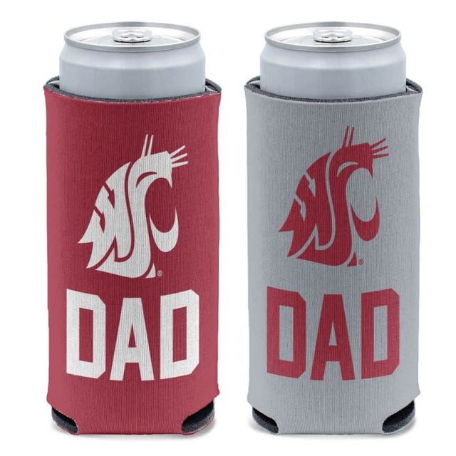 Enfriador de lata delgado de 12 oz con el nombre de papá de los Washington State Cougars