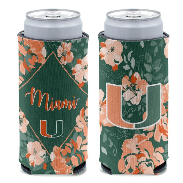 Enfriador de latas delgado de 12 oz con diseño floral de los Miami Hurricanes