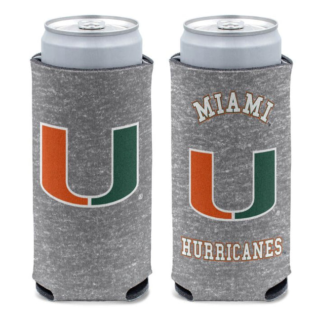 Enfriador de latas delgado de 12 oz con diseño de los Miami Hurricanes HEATHERED