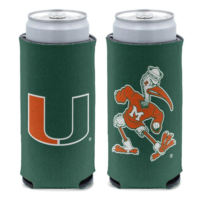 Enfriador de latas delgado de 12 oz con logotipos de los Miami Hurricanes