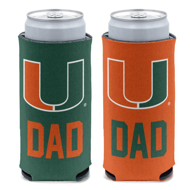 Enfriador de latas delgado de 12 oz con el logo de los Miami Hurricanes DAD