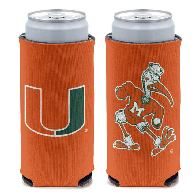 Enfriador de latas delgado de 12 oz con logotipos de los Miami Hurricanes