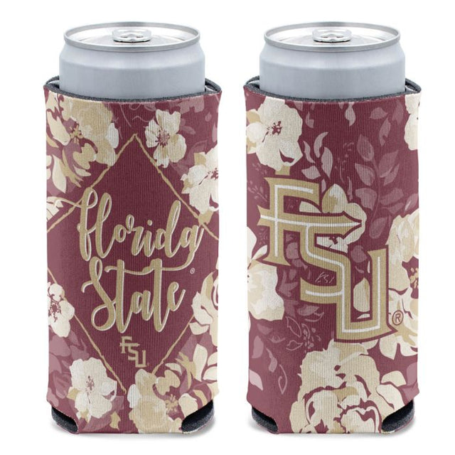 Enfriador de lata delgado de 12 oz con diseño floral de los Florida State Seminoles