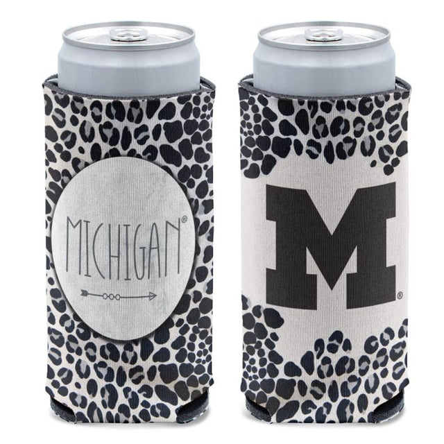 Michigan Wolverines SNOW LEOPARD 12 oz Slim Can Cooler