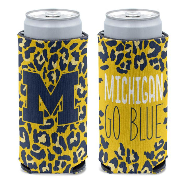 Enfriador de latas delgado de 12 oz LEOPARD de Michigan Wolverines