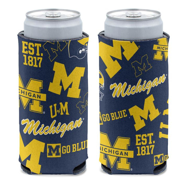 Enfriador de latas delgado de 12 oz SCATTERPRINT de Michigan Wolverines