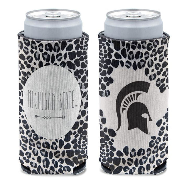 Refrigerador para latas delgado de 12 oz SNOW LEOPARD de los Spartans de Michigan State