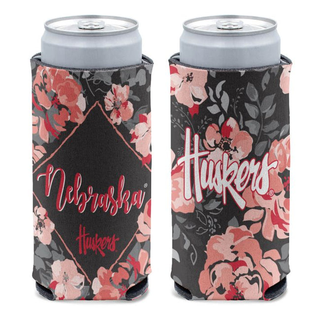 Nebraska Cornhuskers FLORAL 12 oz Slim Can Cooler