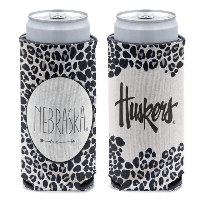 Nebraska Cornhuskers SNOW LEOPARD 12 oz Slim Can Cooler