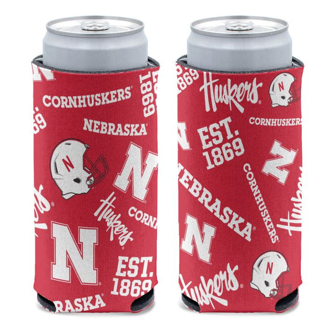 Enfriador de lata delgado de 12 oz de Nebraska Cornhuskers