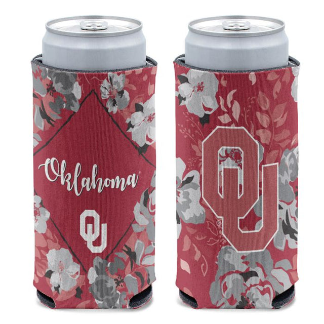 Enfriador de latas delgado de 12 oz con diseño floral de Oklahoma Sooners