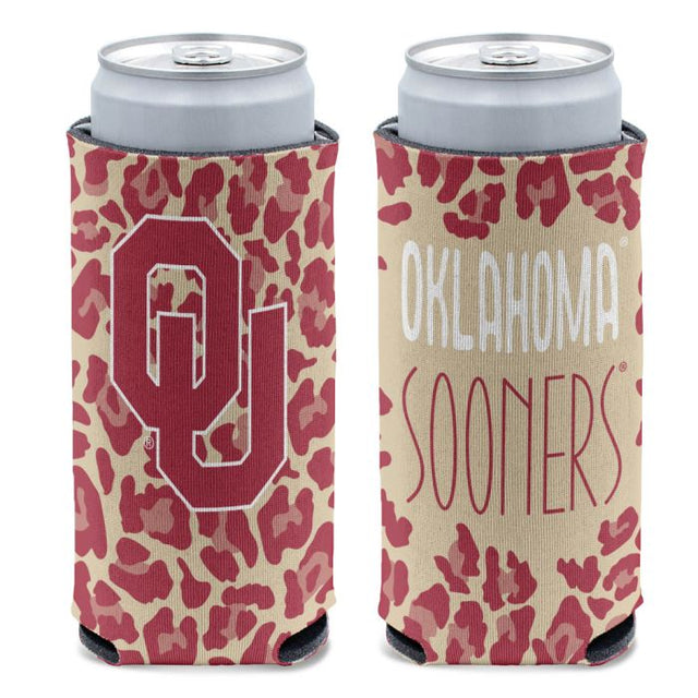 Oklahoma Sooners LEOPARD 12 oz Slim Can Cooler