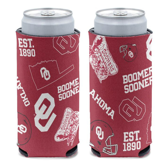 Enfriador de latas delgado de 12 oz SCATTERPRINT de Oklahoma Sooners