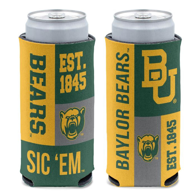 Refrigerador para latas delgado de 12 oz de Baylor Bears Block