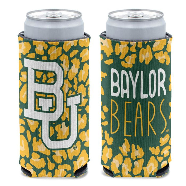 Enfriador de latas delgado de 12 oz con estampado de leopardo de los Baylor Bears