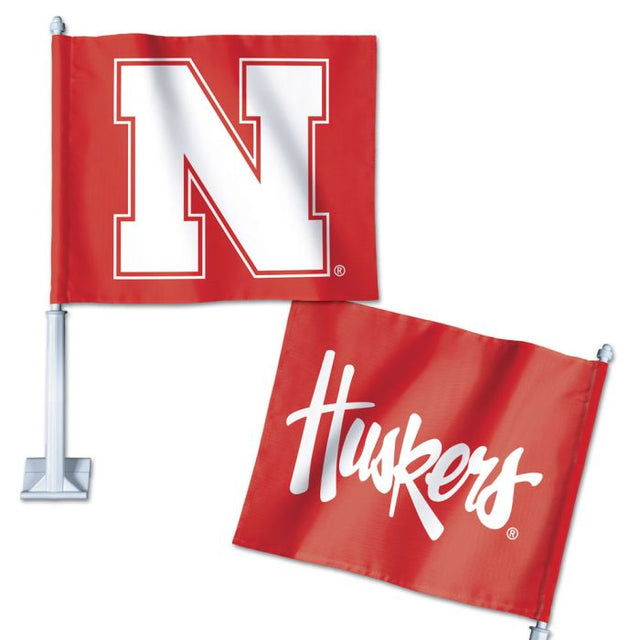 Bandera para auto de los Nebraska Cornhuskers, 11,75" x 14"